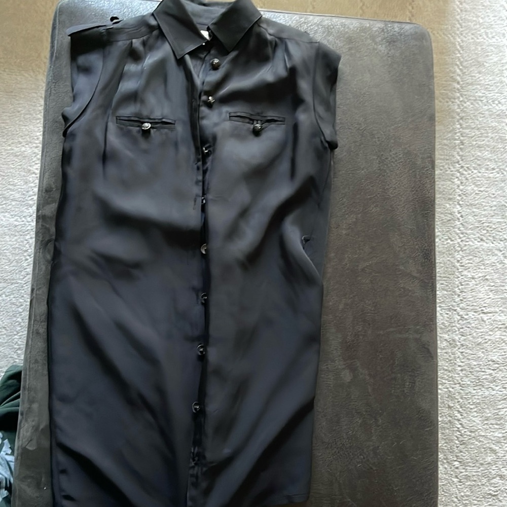 Reiss black button up dress